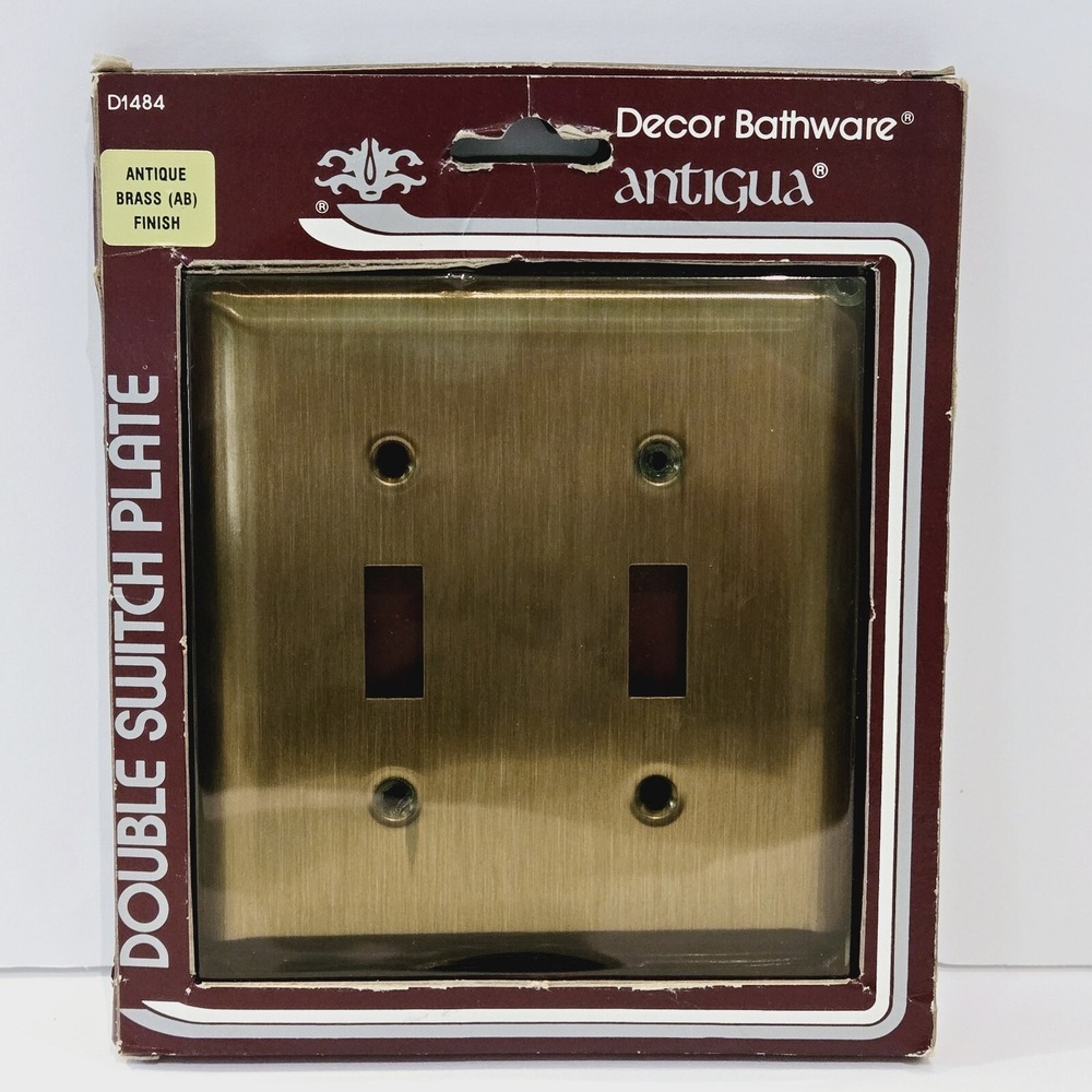 Vintage Decor Bathware Antigua Antique Brass Finish Double Switch Plate New